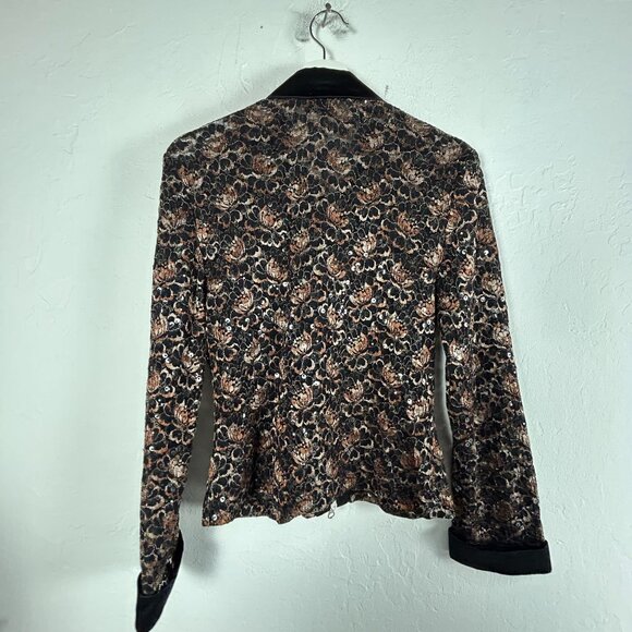 Joseph Ribkoff Trends Womens Floral Sequin Lace Jacket Black Zip Up Lightweight - Picture 2 of 6